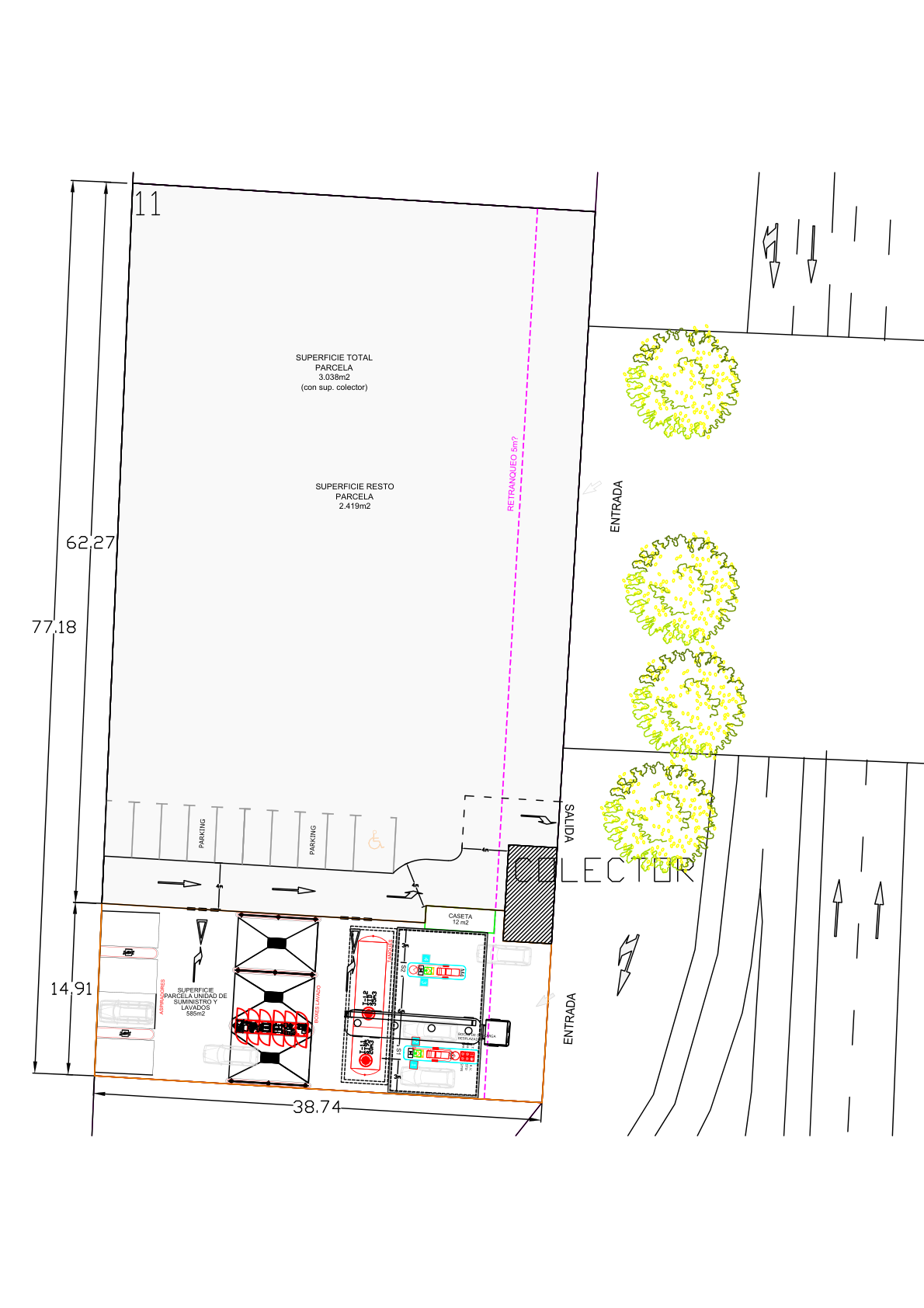 Plano de implantación US Leganés — modelo de edificación · Calle Arquímedes 18